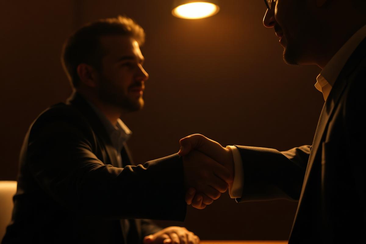 A firm handshake between an interviewer and a candidate at the close of a final-stage executive interview